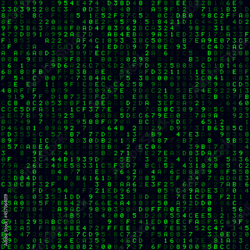 Matrix background. Green filled hexademical background. Medium sized seamless pattern. Cool vector illustration.