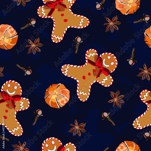 Christmas gingerbread vector seamless pattern