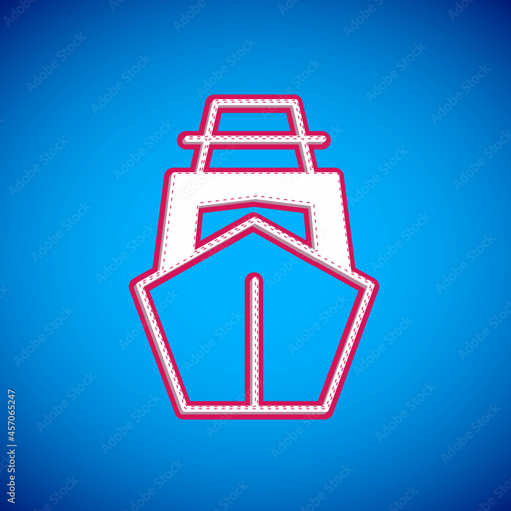 White Yacht sailboat or sailing ship icon isolated on blue background. Sail boat marine cruise travel. Vector White Yacht sailboat or sailing ship icon isolated on blue background. Sail boat marine cruise travel. Vector