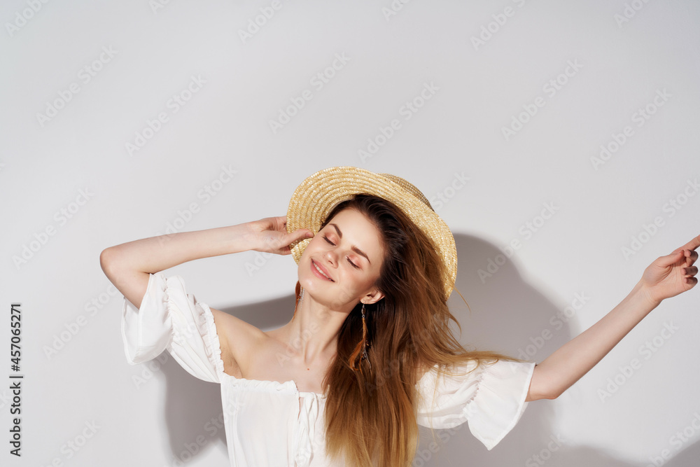 beautiful woman hat charming look fashion cropped view beautiful woman hat charming look fashion cropped view