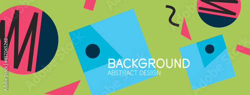 Abstract background. Blocks, lines, triangles, circles composition. Techno or business concept for wallpaper, banner, background, landing page