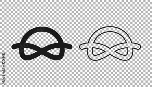Black Nautical rope knots icon isolated on transparent background. Rope tied in a knot. Vector