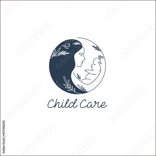 Vector logo design template for baby care, motherhood and childbearing. Mother sign.