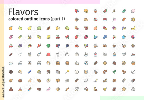 Flavors colored outline icons (part 1)
