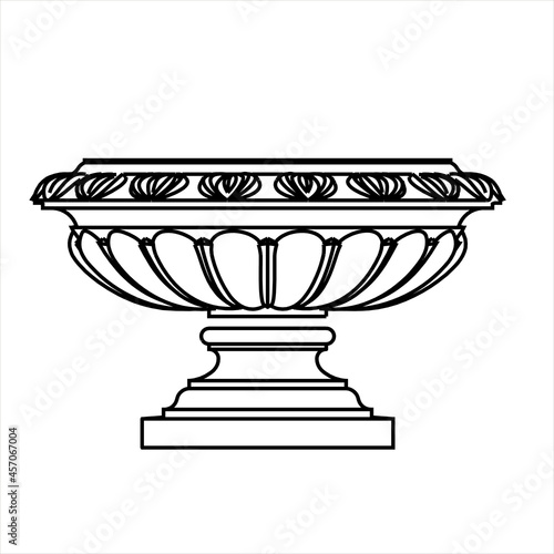 Vector Design Sketch of a beautiful fountain in the garden of the house