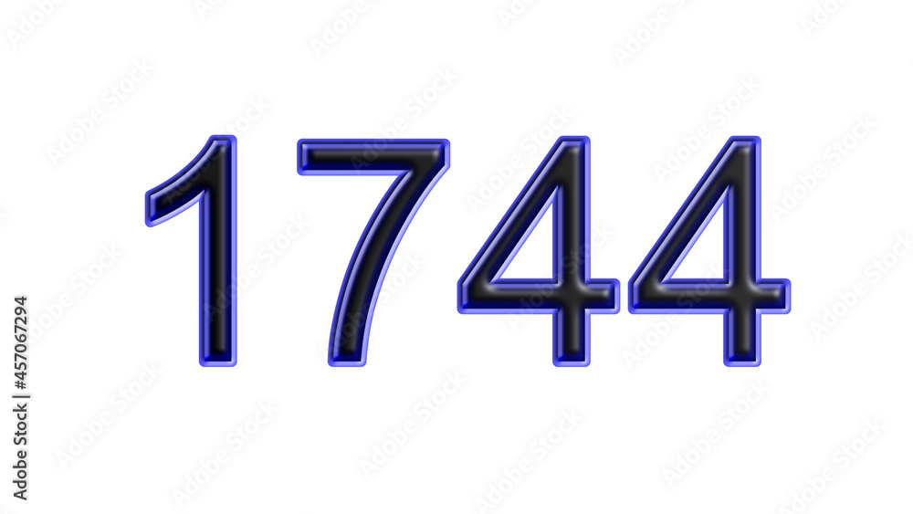 blue 1744 number 3d effect white background blue 1744 number 3d effect white background