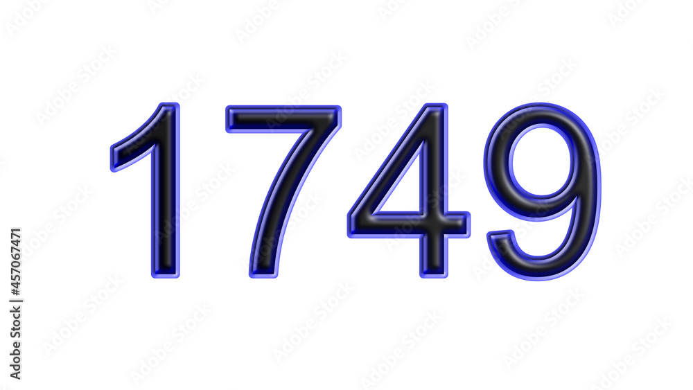blue 1749 number 3d effect white background blue 1749 number 3d effect white background