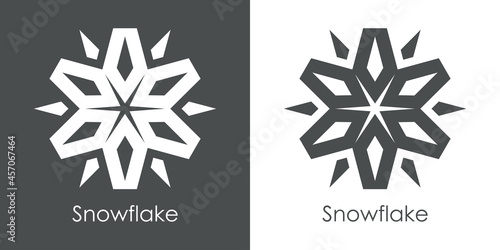 Logotipo silueta de copo de nieve en fondo gris y fondo blanco