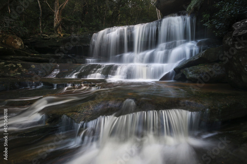 tiers of falling water at somersby falls on nsw central coast