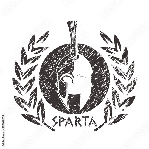 Spartan helmet vintage symbol in grunge style