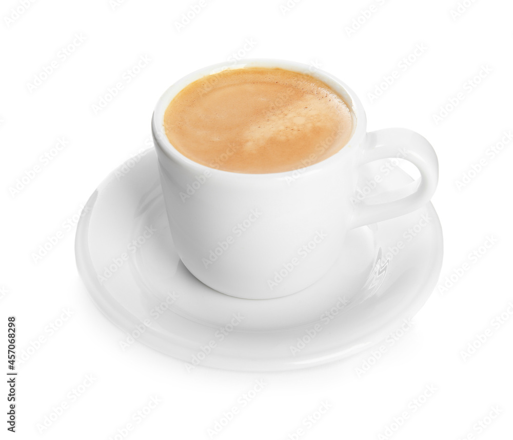 Cup of tasty coffee isolated on white