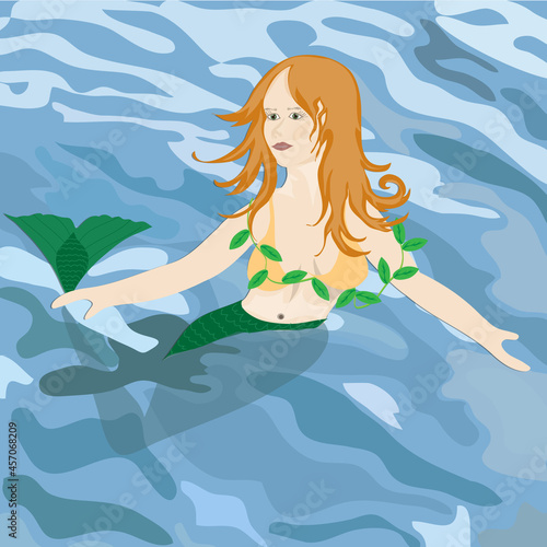Mermaid in the sea. Illustration