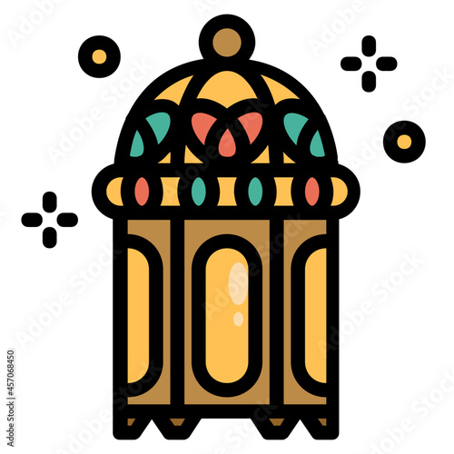 Ramadan lantern line icon