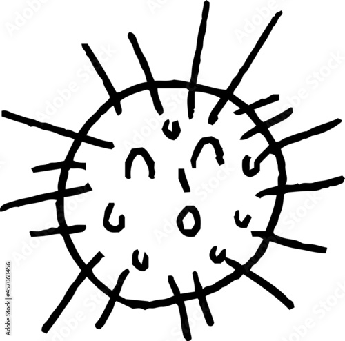 子供が描いたモノクロの汗っかき太陽のかわいい落書き 猛暑 熱射病
