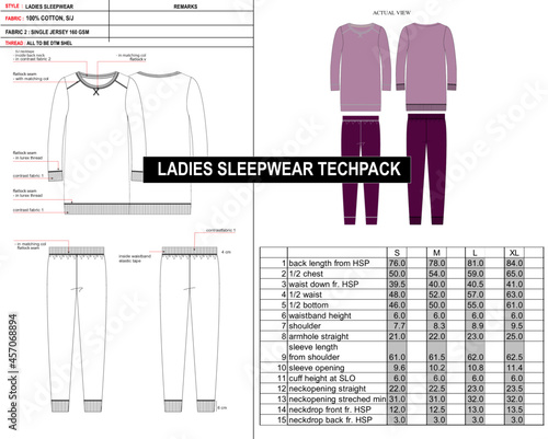 Ladies nightwear tech pack 