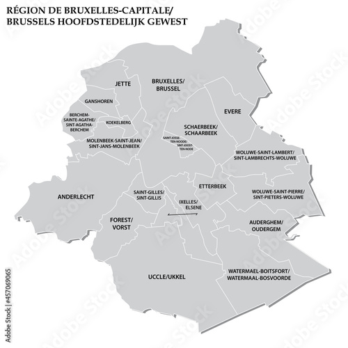 administrative vector map of the Belgian capital Brussels photo