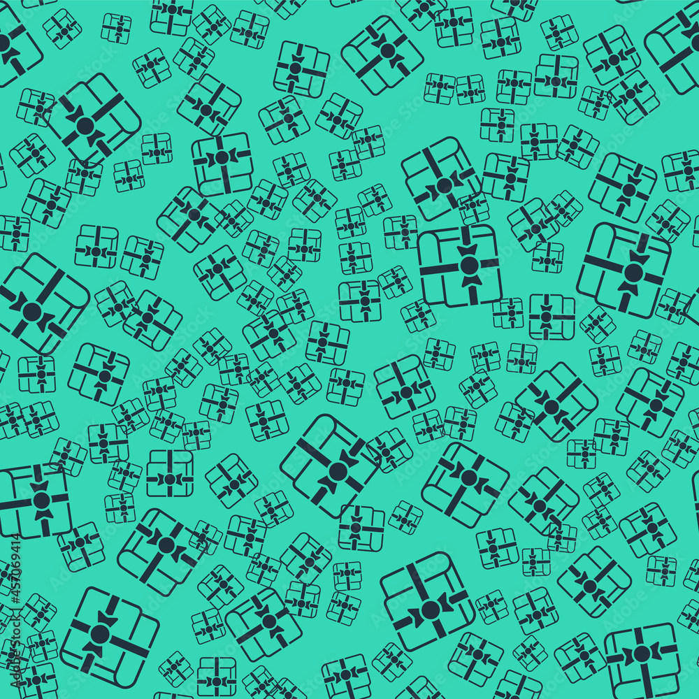 Black Book as a gift icon isolated seamless pattern on green background. Vector Black Book as a gift icon isolated seamless pattern on green background. Vector