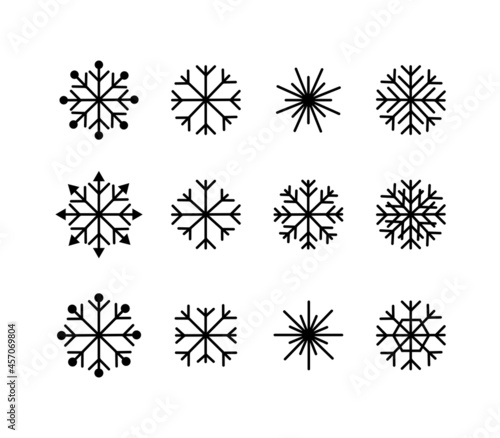 Snowflake winter set. Vector illustration isolated on background.
