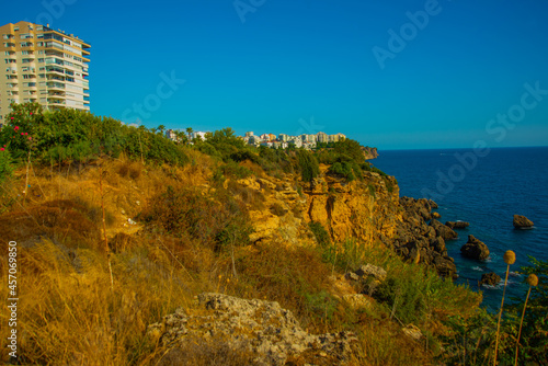 ANTALYA, TURKEY: Modern buildings in the Turkish city of Antalya on a sunny summer day.