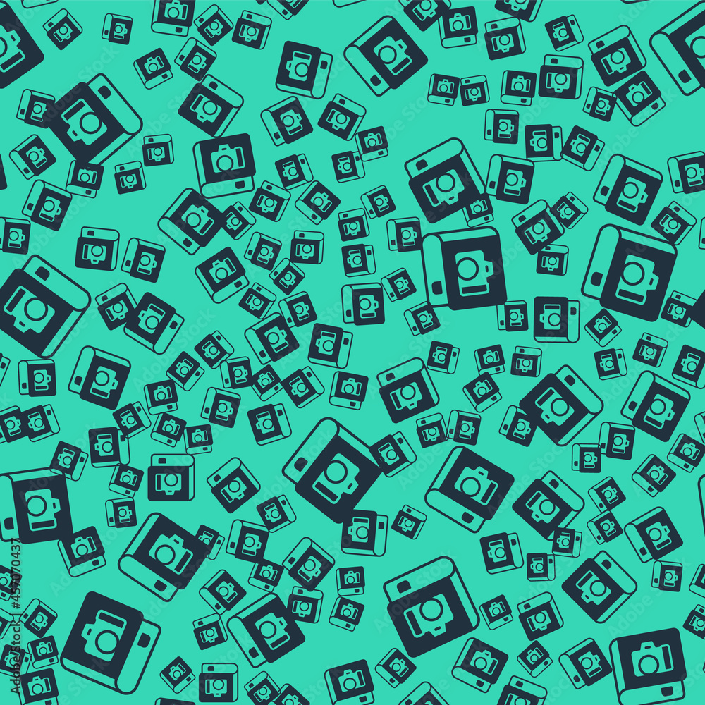 Black Photo album gallery icon isolated seamless pattern on green background. Vector Black Photo album gallery icon isolated seamless pattern on green background. Vector