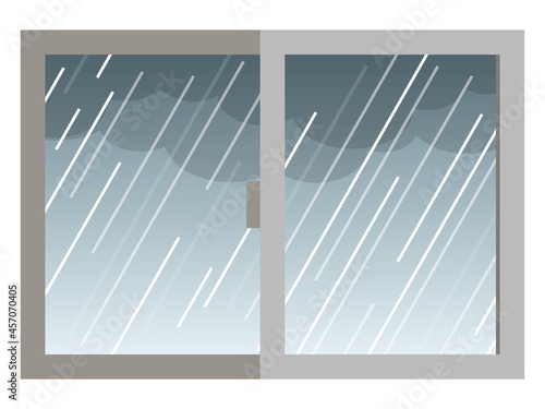 窓の外は雨