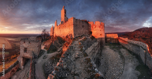 Ruins of Plavecky castle on the hill, Slovakia photo