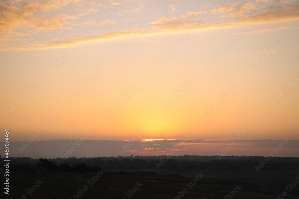 Picturesque view of beautiful sky in countryside at sunrise