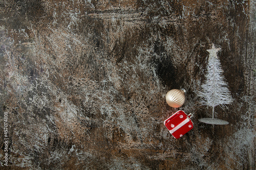 Christmas decorationon stone surface and copy-space for your text