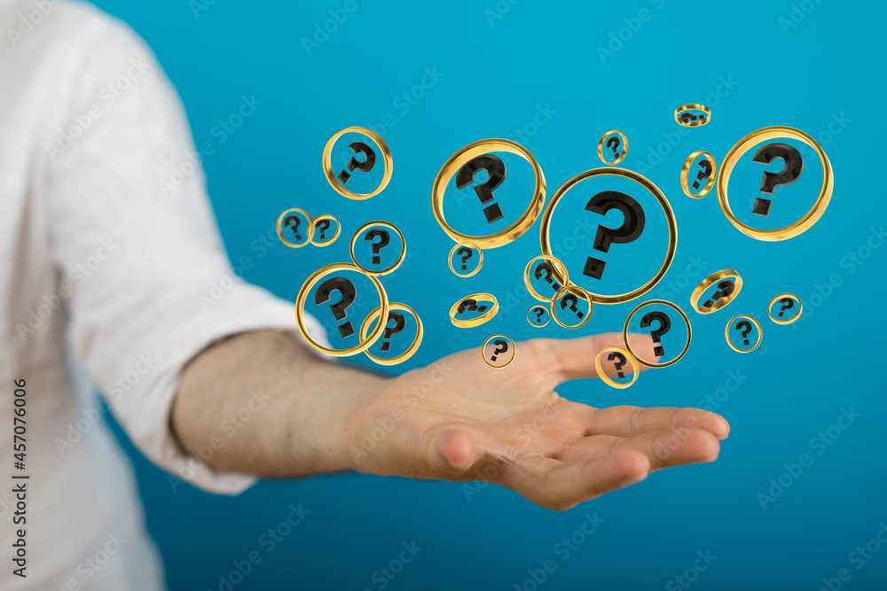 solving problem with digital question marks 3D rendering solving problem with digital question marks 3D rendering