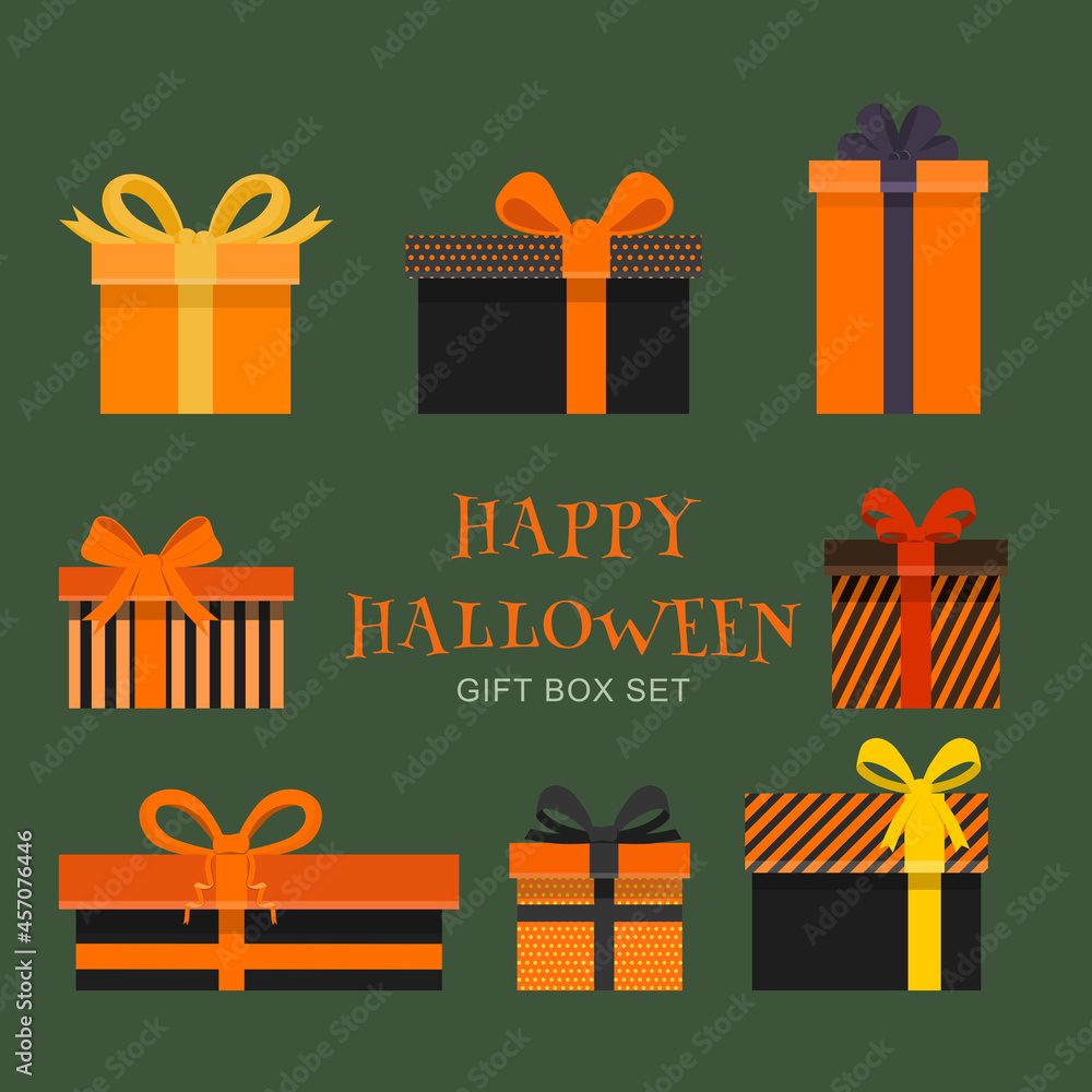 Gift box elements for Holiday Halloween Day. Decorative gift box for your  design . 2D vector illustration EPS. Stock Vector | Adobe Stock