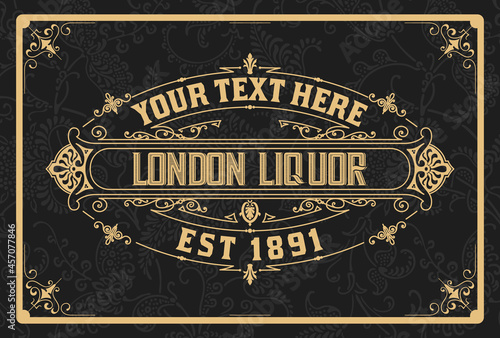 Whiskey label with old frames