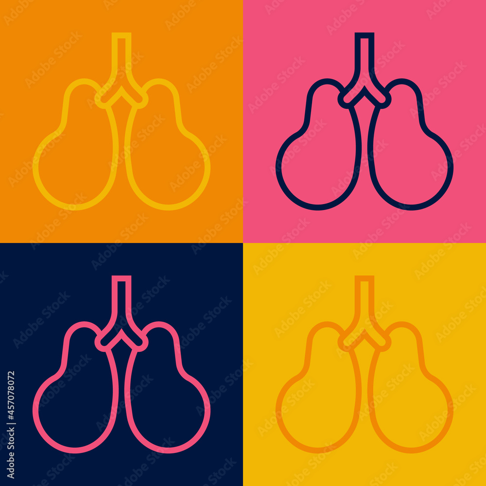 Pop art line Lungs icon isolated on color background. Vector Pop art line Lungs icon isolated on color background. Vector