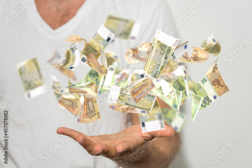 bill euro banknote in hand ...