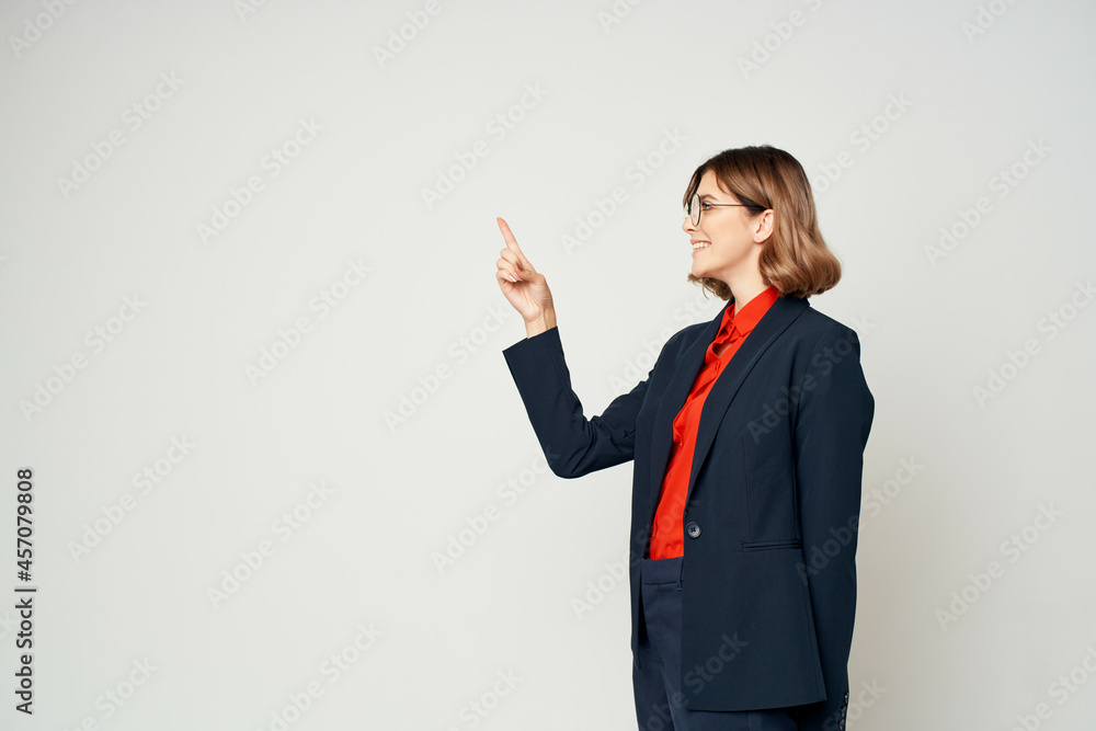 Business woman in suit of home manager office work official Business woman in suit of home manager office work official