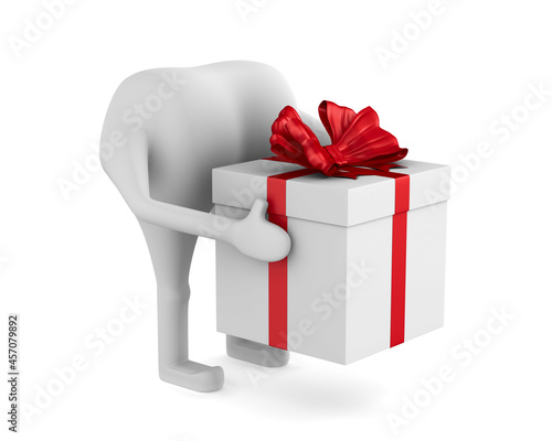 courier with gift box on wh...