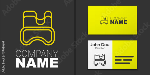 Logotype line Diving mask icon isolated on grey background. Extreme sport. Diving underwater equipment. Logo design template element. Vector