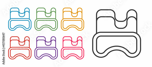 Set line Diving mask icon isolated on white background. Extreme sport. Diving underwater equipment. Set icons colorful. Vector