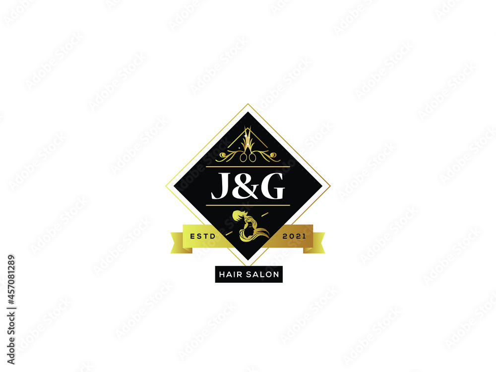 Grafika wektorowa Stock Letter JG Logo, Luxury jg j&g Logo Icon Vector