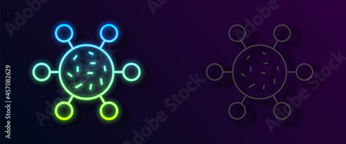 Glowing neon line Bacteria icon isolated on black background. Bacteria and germs, microorganism disease causing, cell cancer, microbe, virus, fungi. Vector