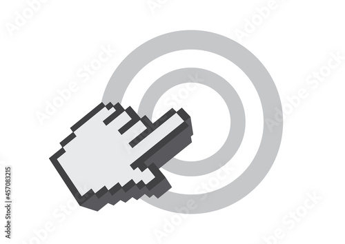 Computer hand mouse cursor clicking on a button.