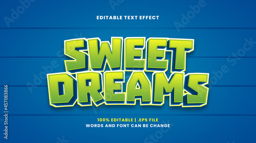 Sweet dreams editable text effect in modern 3d style