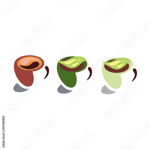 isolated element three cups of tea vector