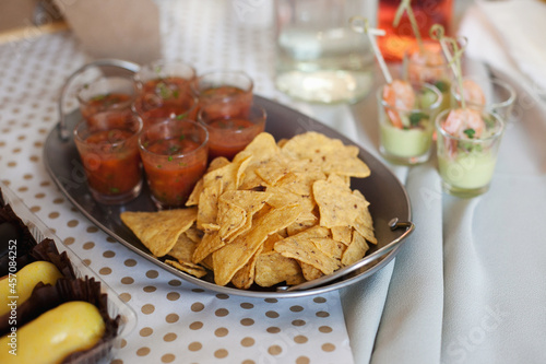 Mexican nachos chips with salsa