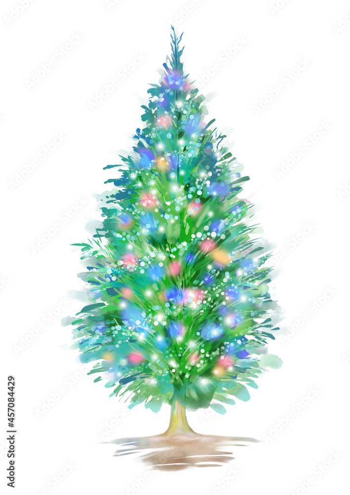 Obraz premium クリスマスツリー 水彩 イラスト