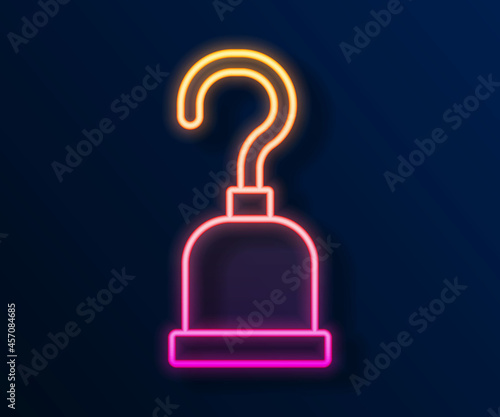 Glowing neon line Pirate hook icon isolated on black background. Happy Halloween party. Vector