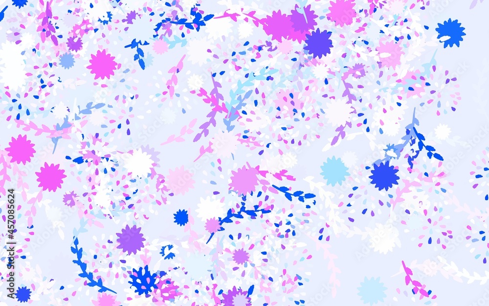 Light Pink, Blue vector doodle backdrop with flowers, roses.