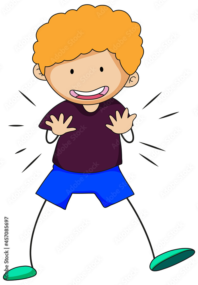 A happy boy doodle cartoon character isolated A happy boy doodle cartoon character isolated