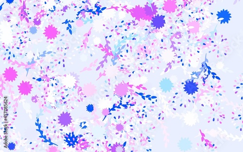 Light Pink, Blue vector doodle backdrop with flowers, roses. © smaria2015