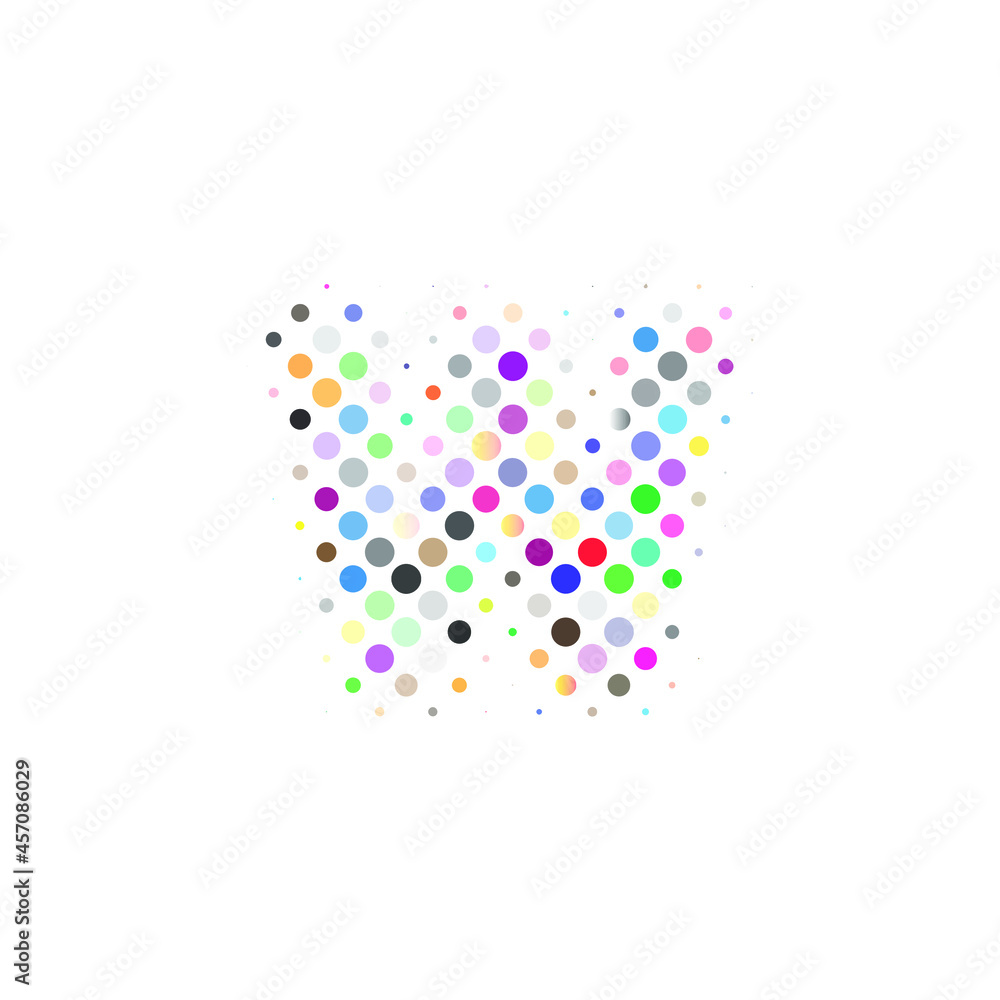Letter W logo. Dots logo, dotted shape logotype vector design. colorful W letter logo in halftone dots style