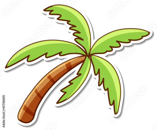 Sticker design with palm or coconut tree isolated